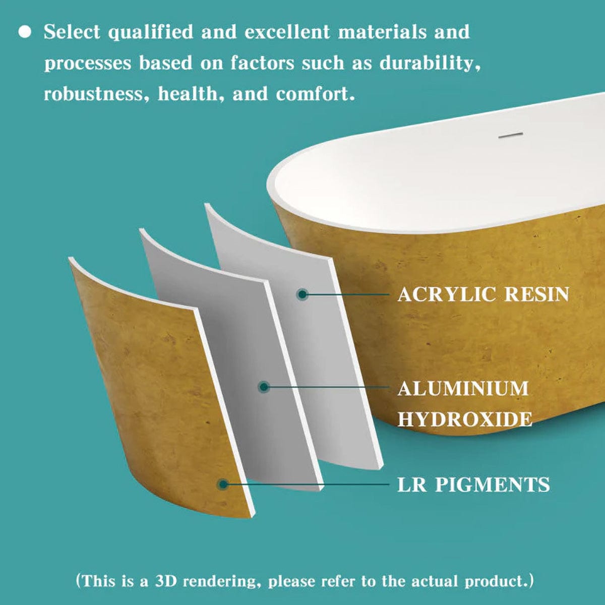 63" Lyttle Solid Surface Stone Resin Freestanding Bathtub - Gold Leaf