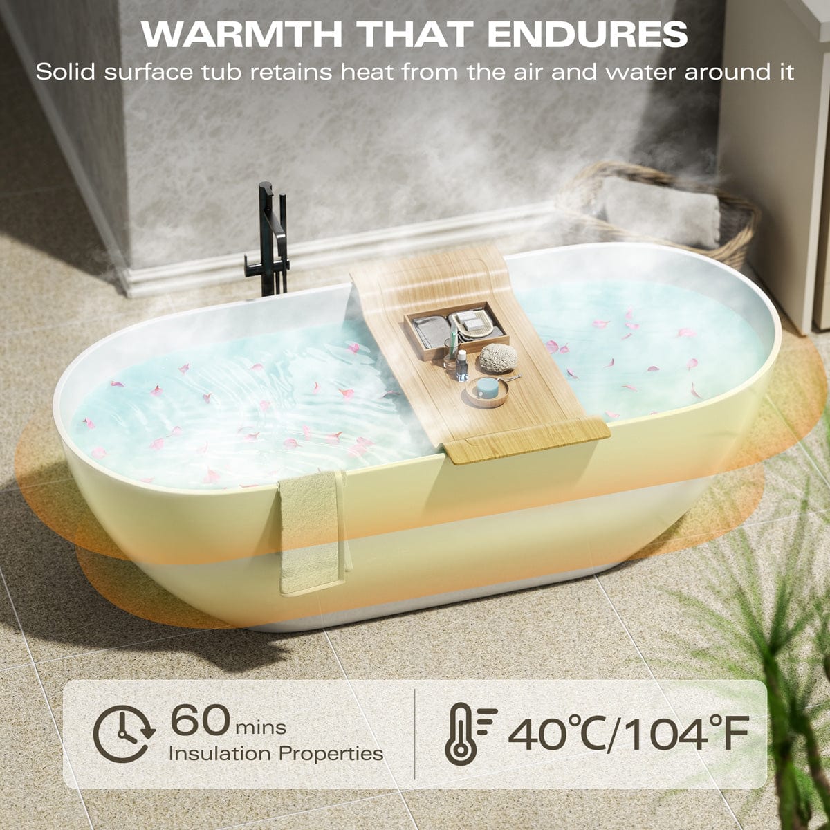 63" Sabin Solid Surface Stone Resin Freestanding Bathtub