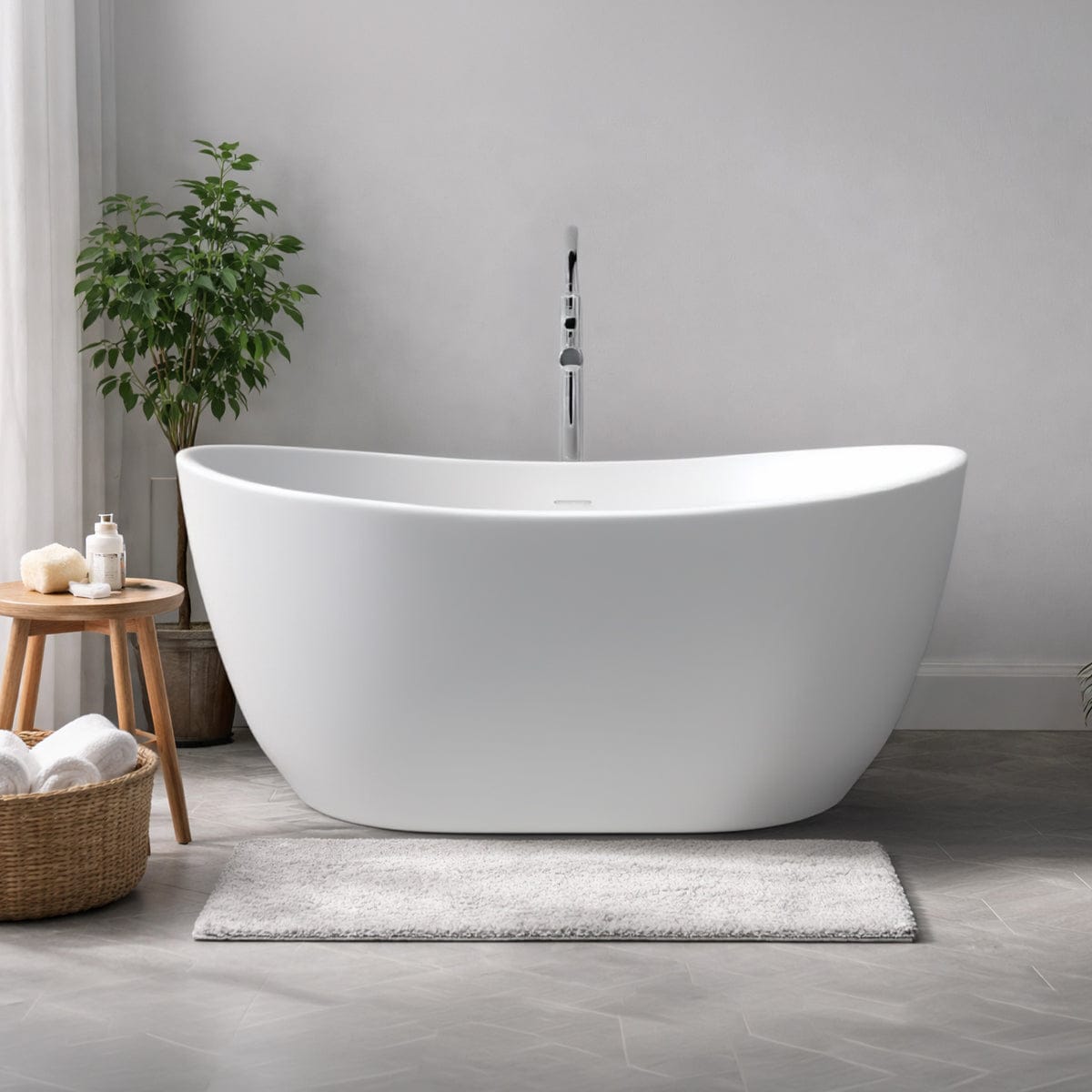 64" Lorane Solid Surface Stone Resin Freestanding Bathtub