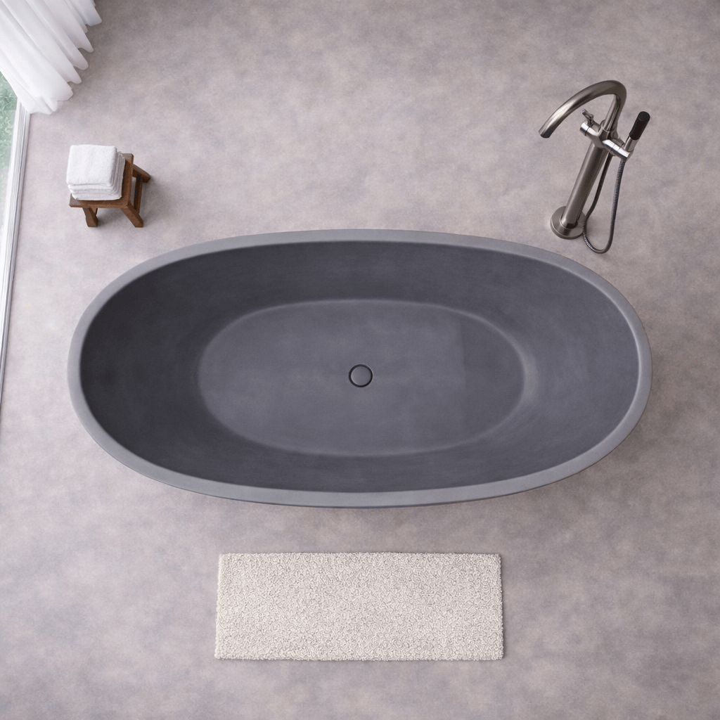 66" Blossom Concrete Oval Freestanding Tub – Natural Concrete Texture