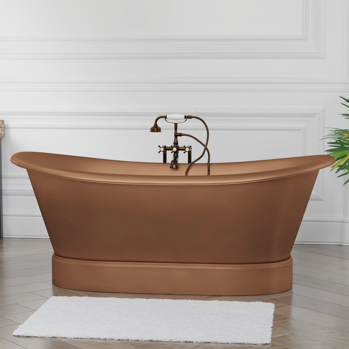 66" Gardena Copper Double-Slipper Roll-Top Pedestal Tub