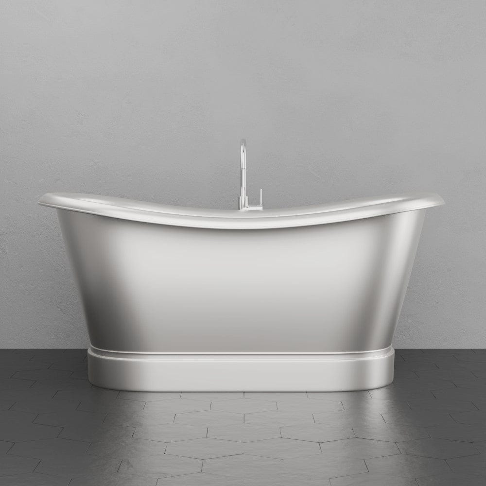 66" Heis Double Slipper Copper Pedestal Tub - Satin Nickel