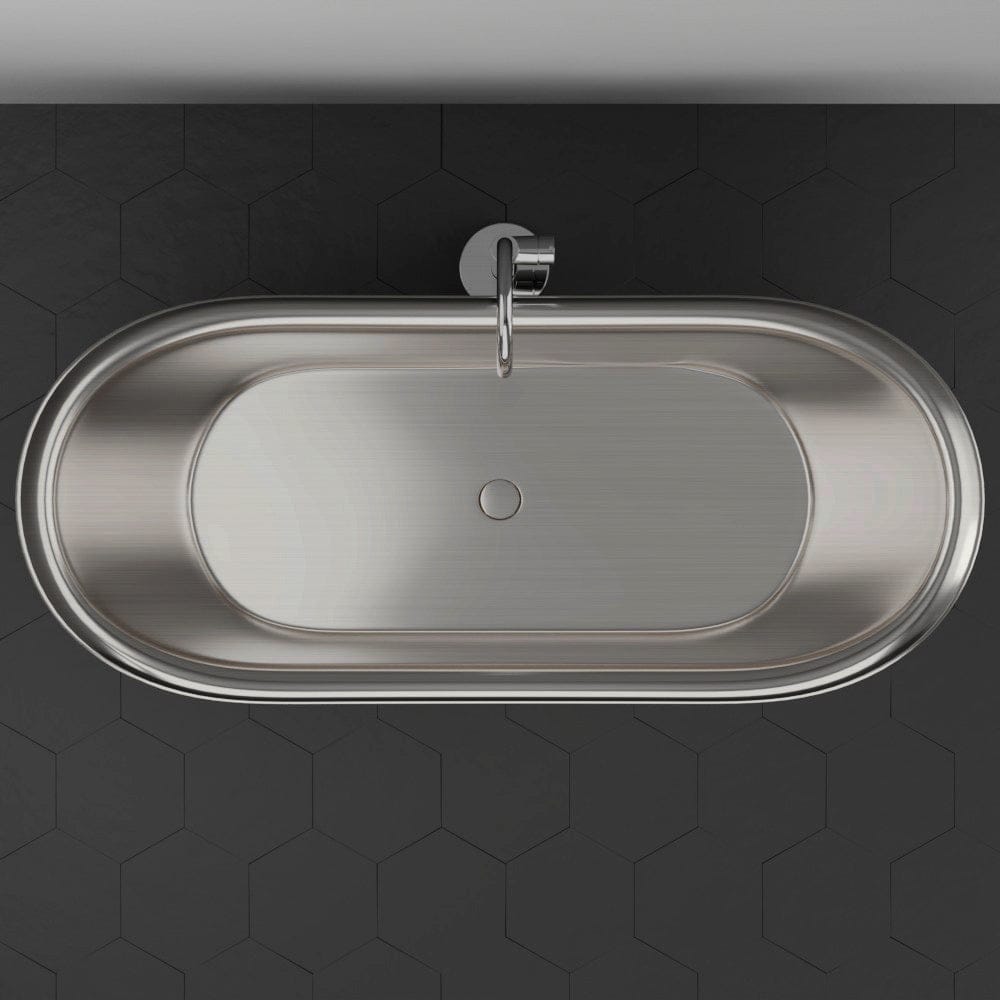 66" Heis Double Slipper Copper Pedestal Tub - Satin Nickel