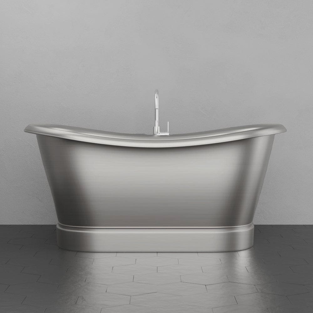 66" Heis Double Slipper Copper Pedestal Tub - Satin Nickel