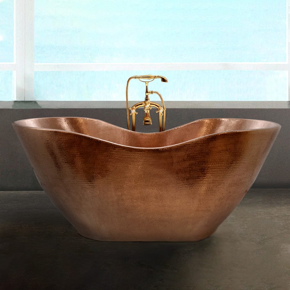 66" Unton Hammered Copper Double-Slipper Tub