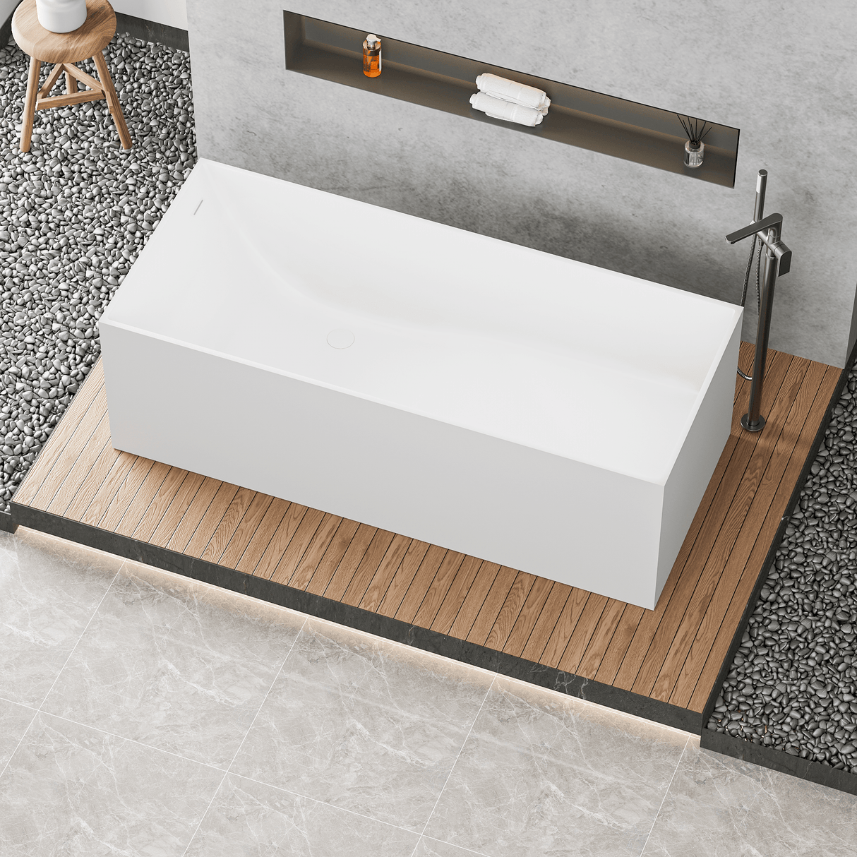 67" Cappa Solid Surface Stone Resin Freestanding Bathtub