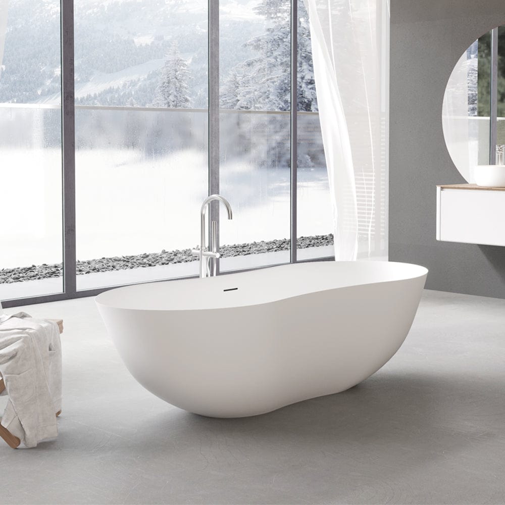 67" Civello Solid Surface Stone Resin Freestanding Bathtub