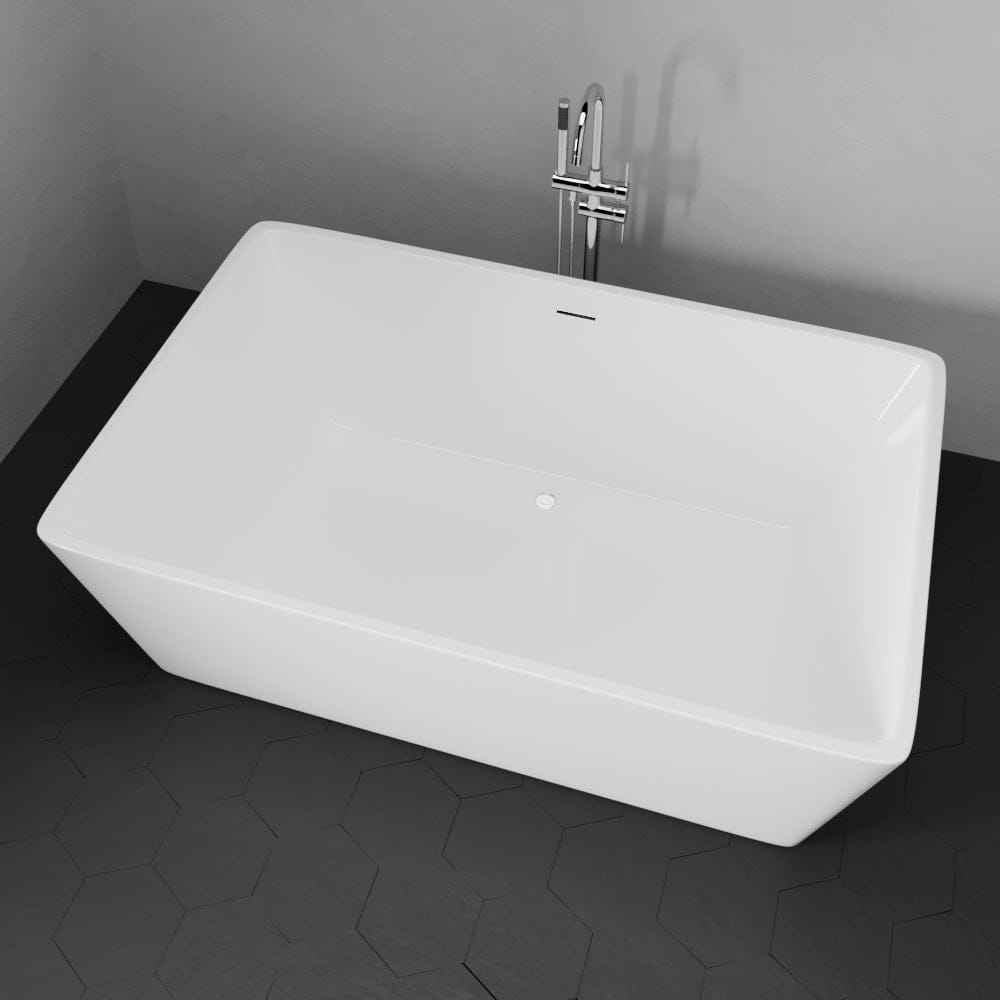 67" Extra Deep Asher Acrylic Rectangular Freestanding Tub with Insulation