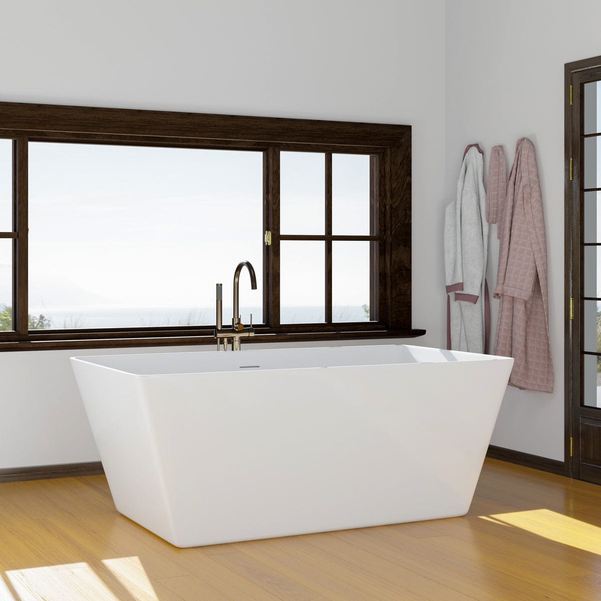 67" Extra Wide/Extra Deep Asher Acrylic Rectangular Freestanding Tub with Insulation