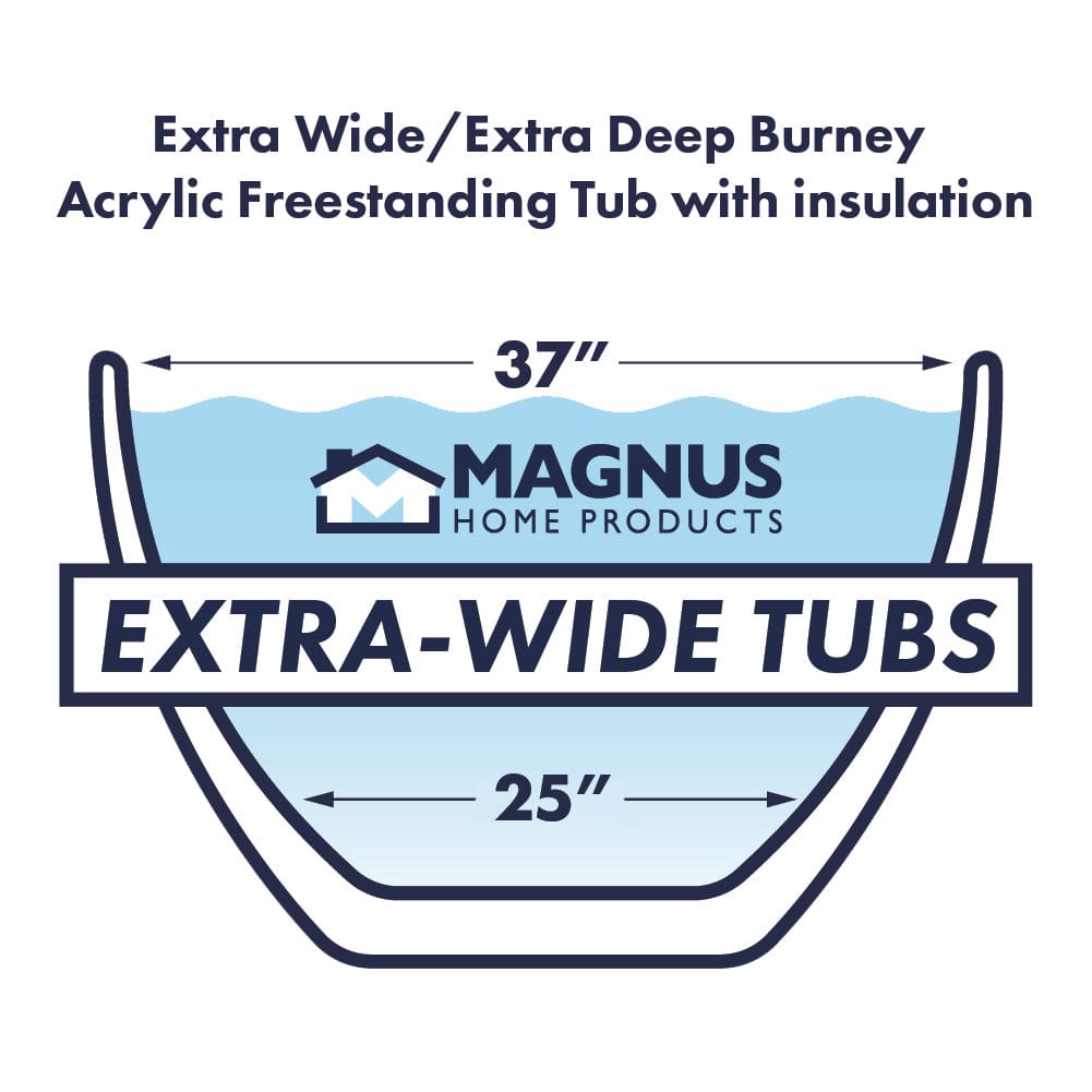 67" Extra Wide/Extra Deep Burney Acrylic Freestanding Tub with Insulation
