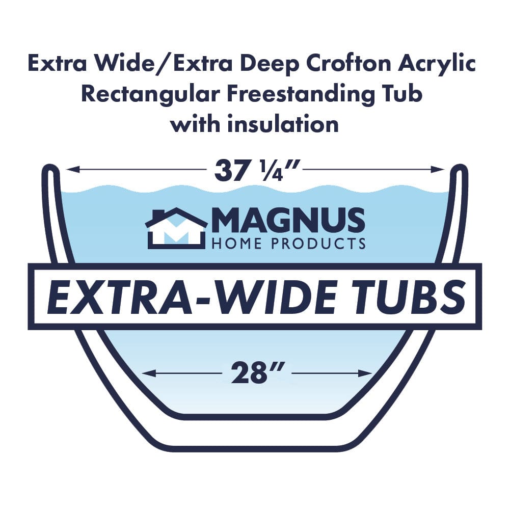 67" Extra Wide/Extra Deep Crofton Acrylic Double Slipper Freestanding Tub with Insulation