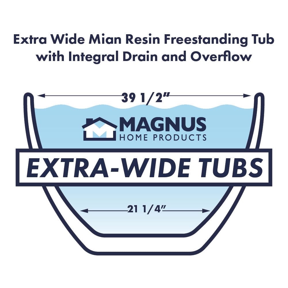 67" Extra Wide Mian Solid Surface Stone Resin Freestanding Bathtub with Integral Drain and Overflow