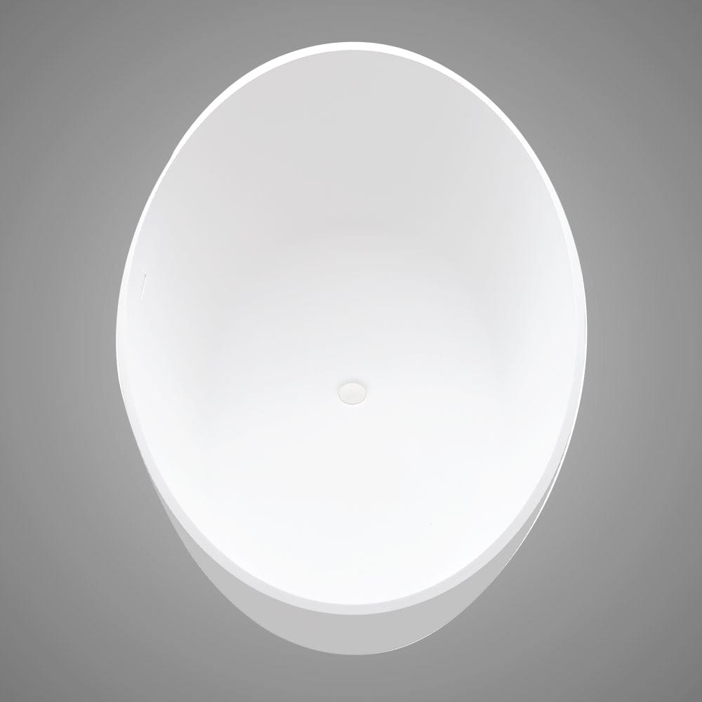 67" Extra Wide Mian Solid Surface Stone Resin Freestanding Bathtub with Integral Drain and Overflow