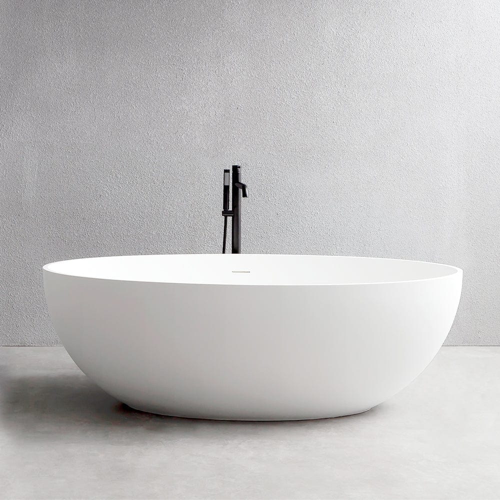 67" Extra Wide Mian Solid Surface Stone Resin Freestanding Bathtub with Integral Drain and Overflow