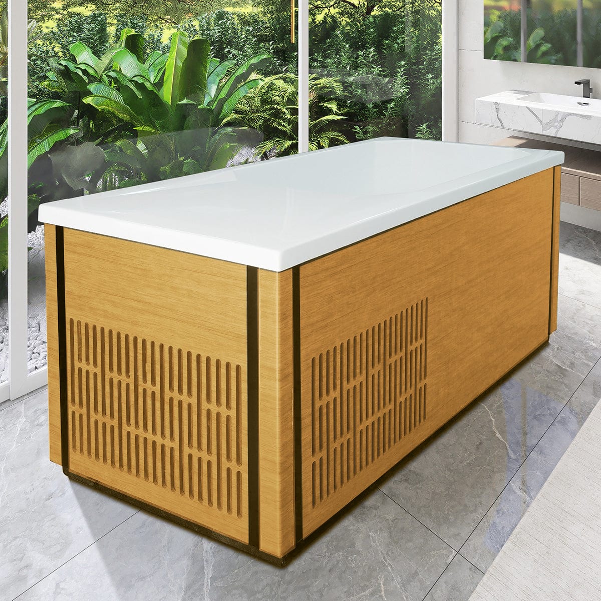 67" Isolde Cold Plunge Acrylic Rectangular Freestanding Tub