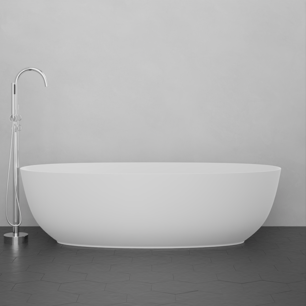 67" Razen Solid Surface Stone Resin Freestanding Bathtub