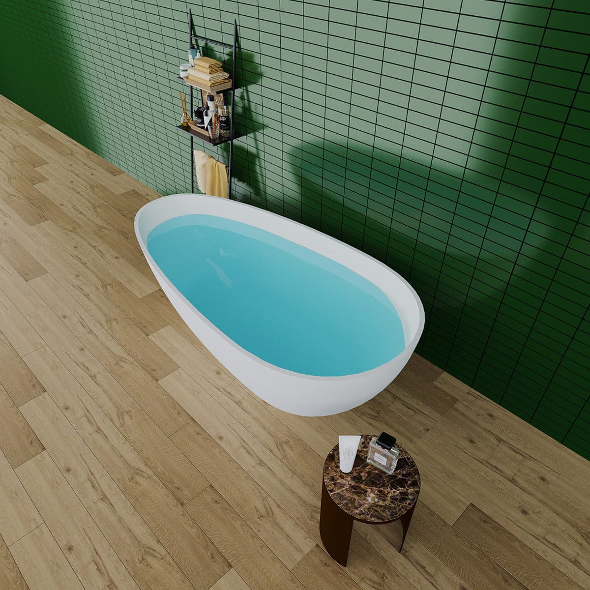 67" Tehama Extra Wide Solid Surface Stone Resin Freestanding Bathtub