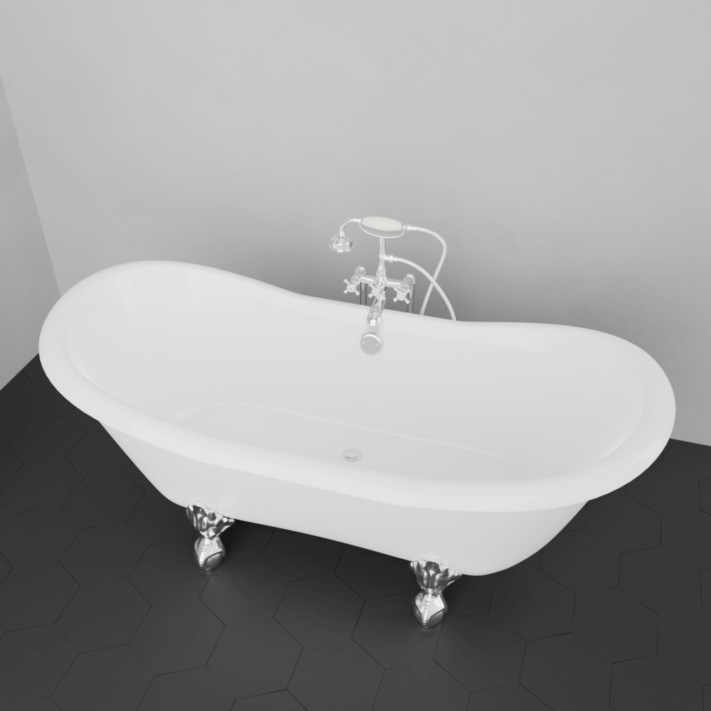 68" Duchess Acrylic Double-Slipper Clawfoot Tub