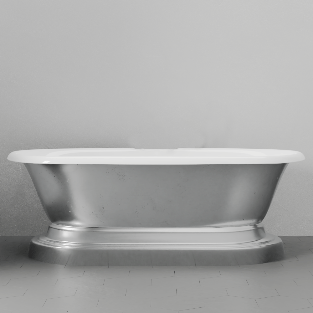 68" Luna Cast Iron Double-Ended Roll-Top Tub with Pedestal - Burnished Exterior Finish