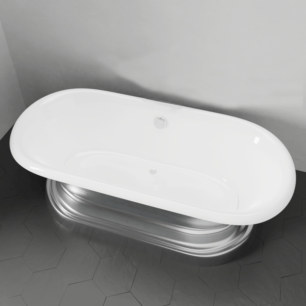 68" Luna Cast Iron Double-Ended Roll-Top Tub with Pedestal - Burnished Exterior Finish