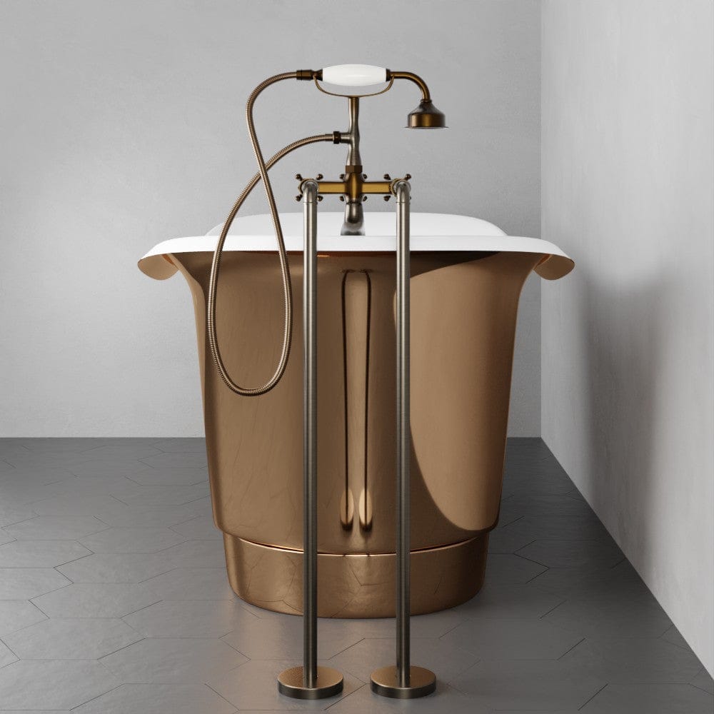 68" Tanner Copper Double Slipper Smooth Bathtub - Inside White Enamel & Outside Copper Polish with Lacquered