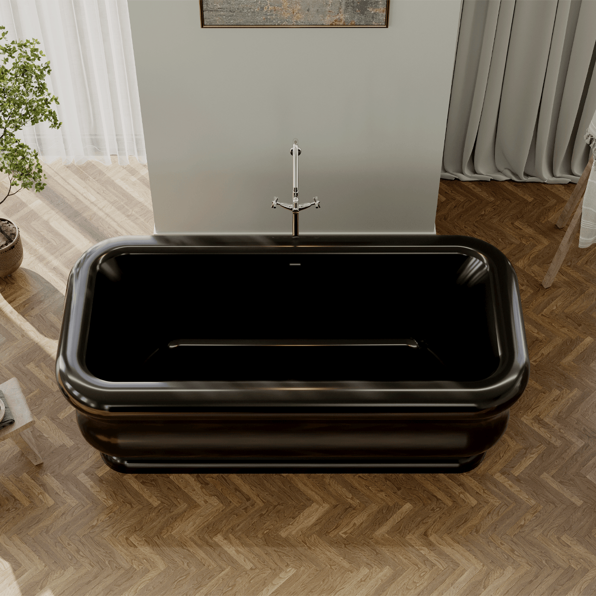 71" Extra Wide Calhoun Acrylic Freestanding Tub - Glossy Black