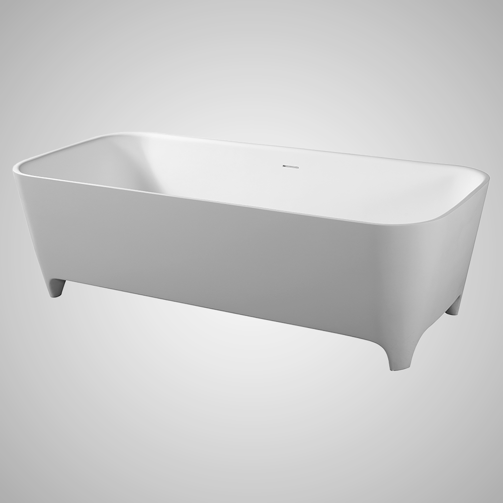 71" Farnon Solid Surface Stone Resin Rectangular Bathtub with Feet