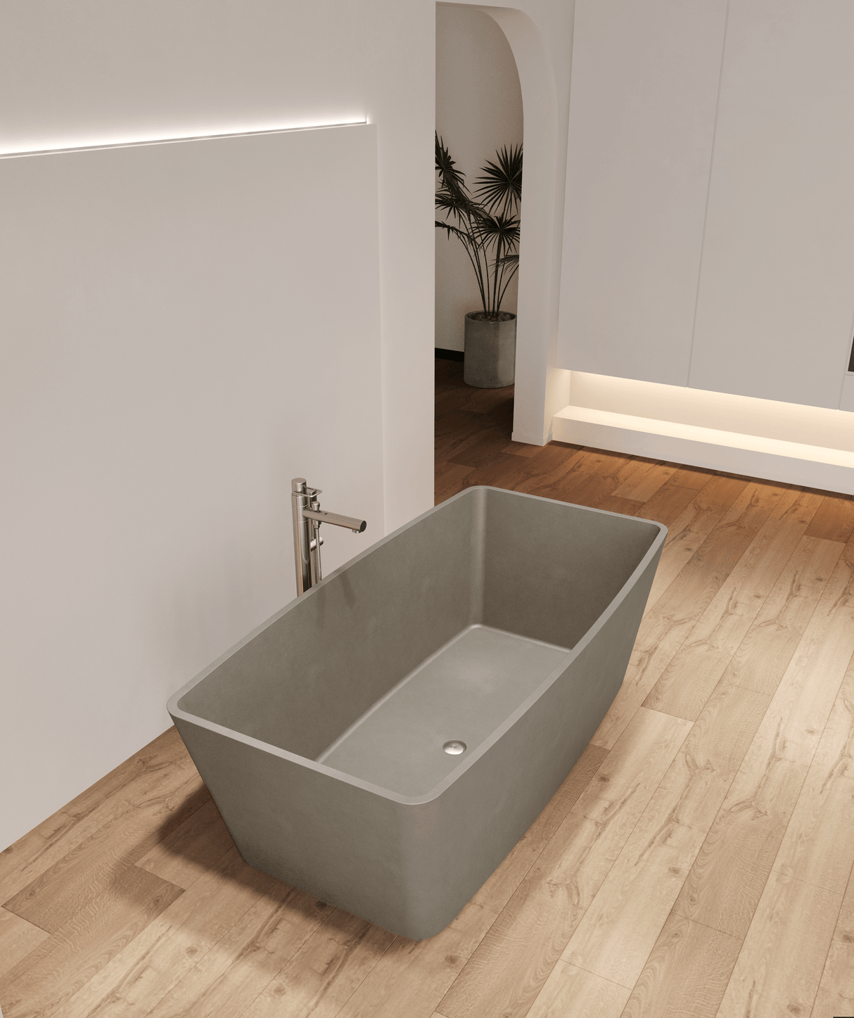 71" Montgomery Natural Concrete Rectangular Freestanding Tub - Smooth