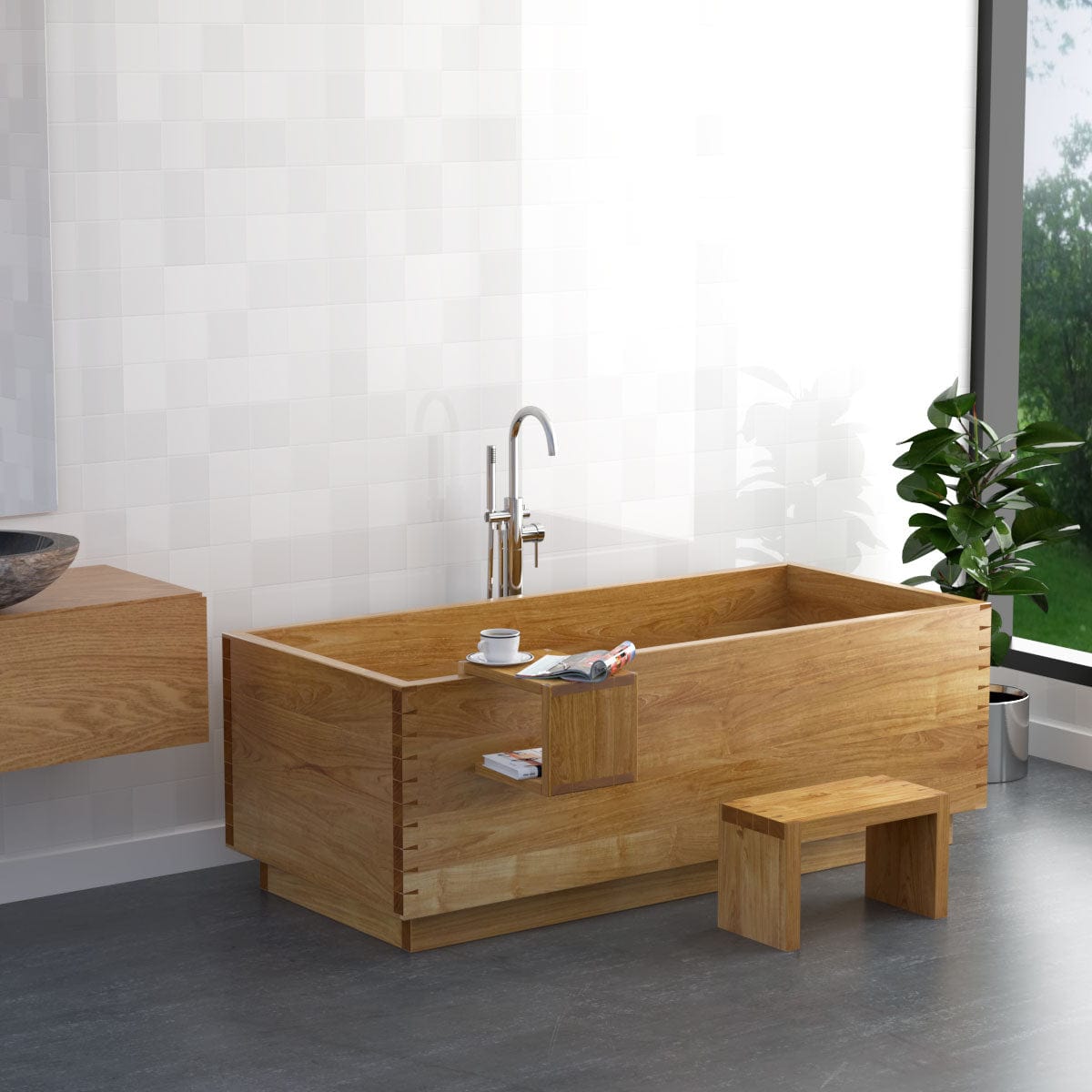 71" Venator Handcrafted Natural Wood Tub