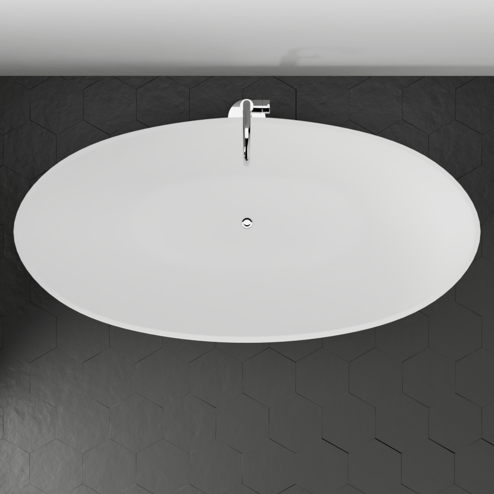 71" Winston Solid Surface Stone Resin Freestanding Bathtub