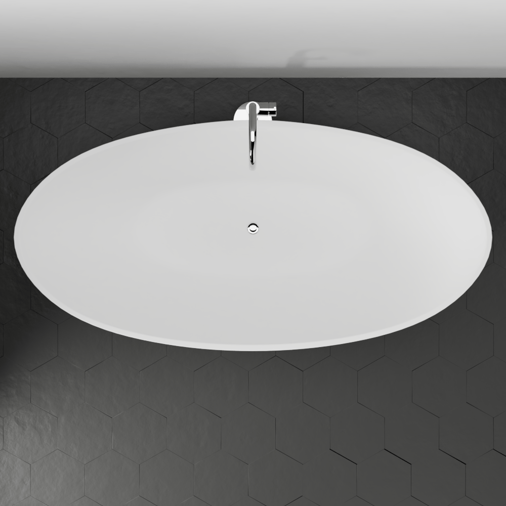 71" Winston Solid Surface Stone Resin Freestanding Bathtub