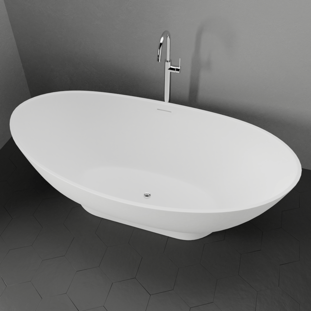 71" Winston Solid Surface Stone Resin Freestanding Bathtub