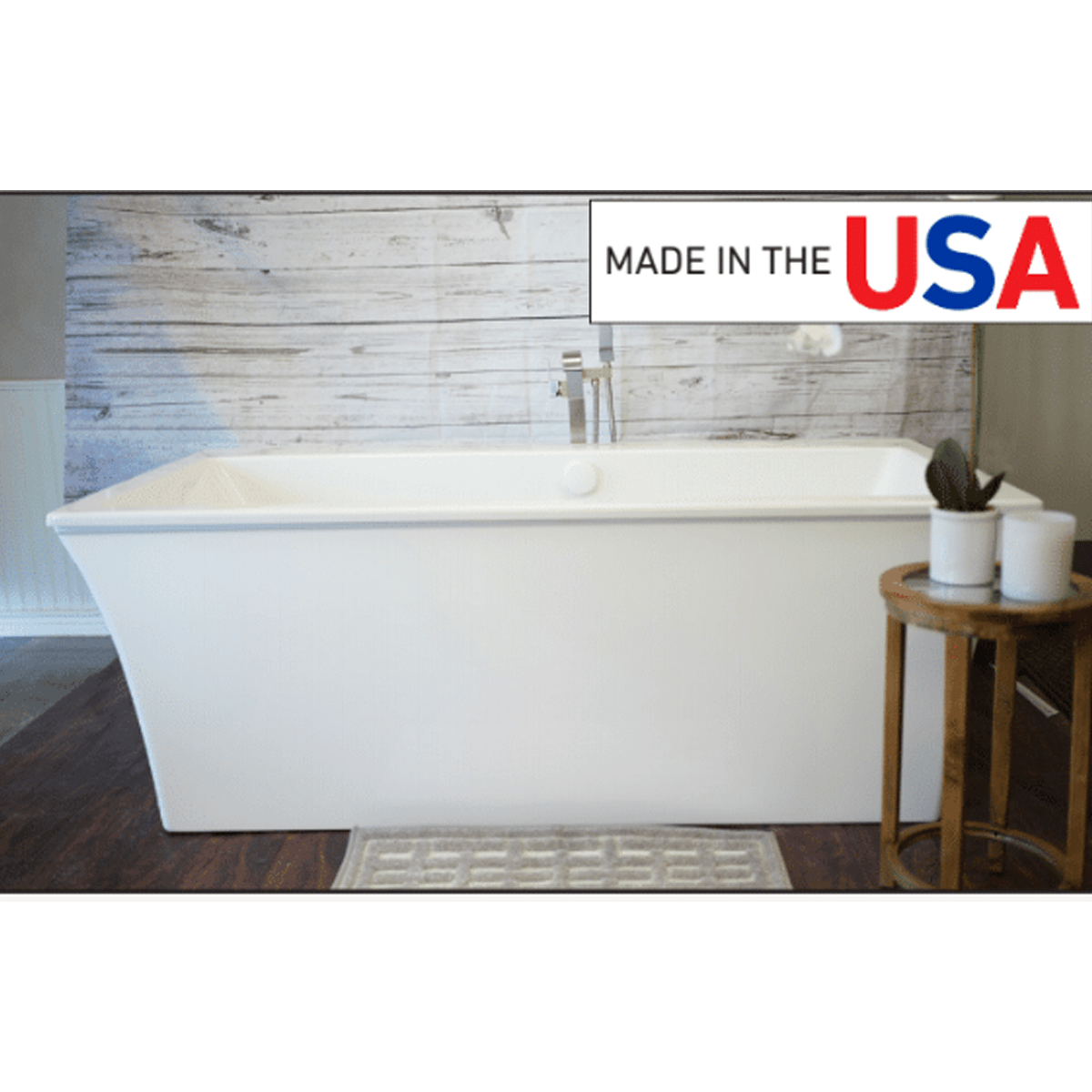 72" Cove Acrylic Rectangular Freestanding Massage Tub