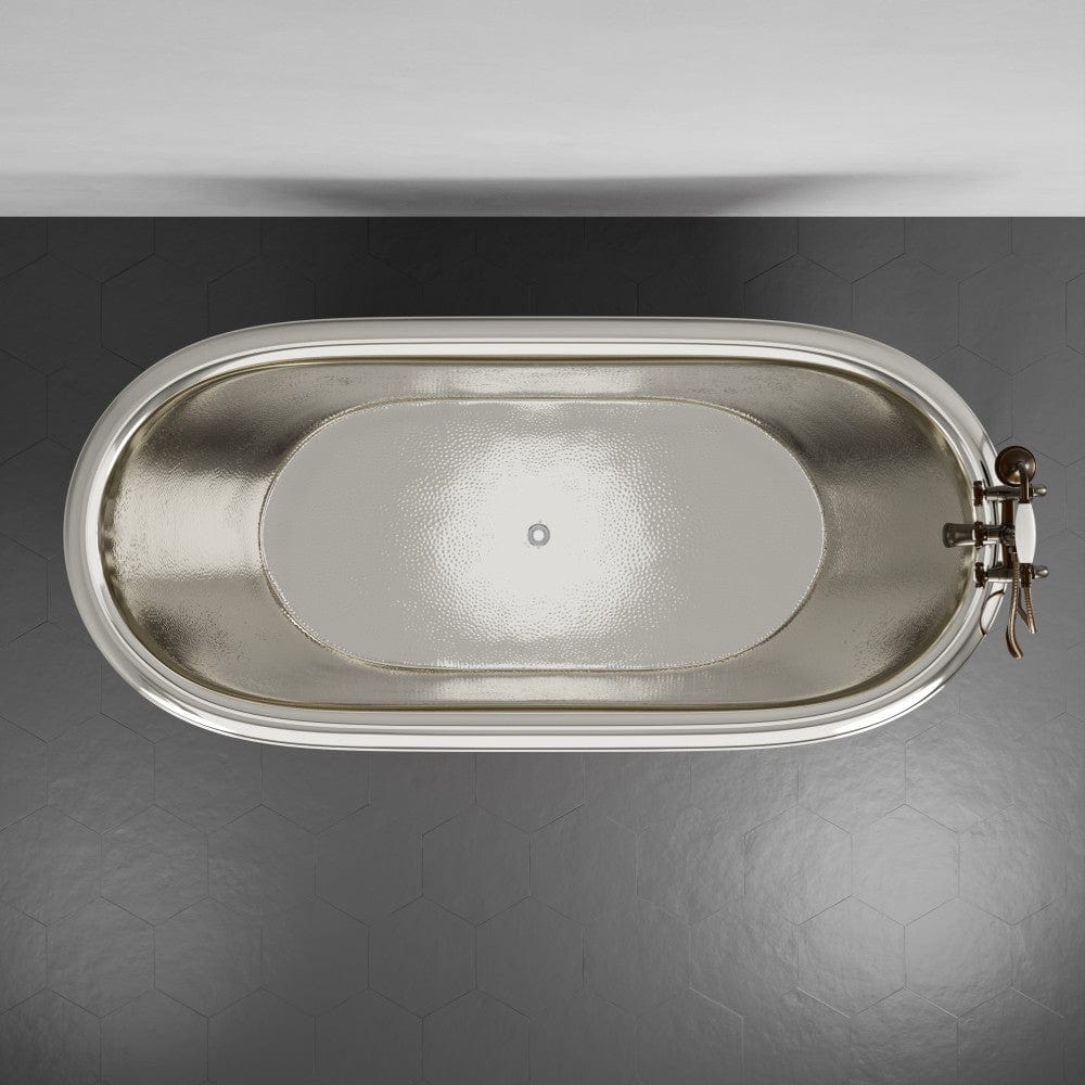 72" Forhaster Antique Copper Clawfoot Double-Slipper Tub - Nickel Interior