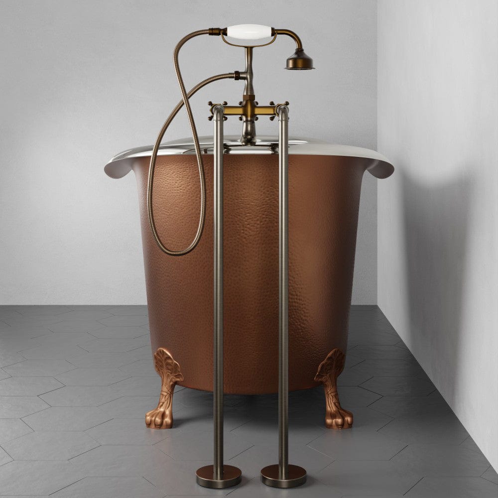 72" Forhaster Antique Copper Clawfoot Double-Slipper Tub - Nickel Interior
