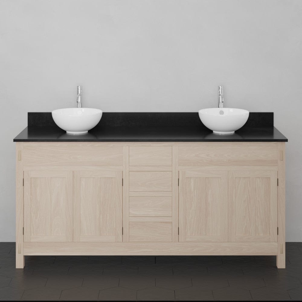 72" Mission Unfinished Red Oak Double Vanity for Vessel Sinks - 34" Height