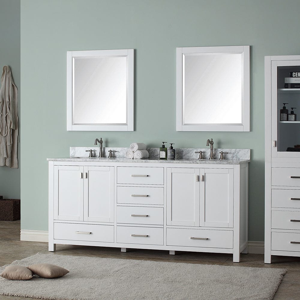 72" Noxon Double Vanity for Rectangular Undermount Sinks - White