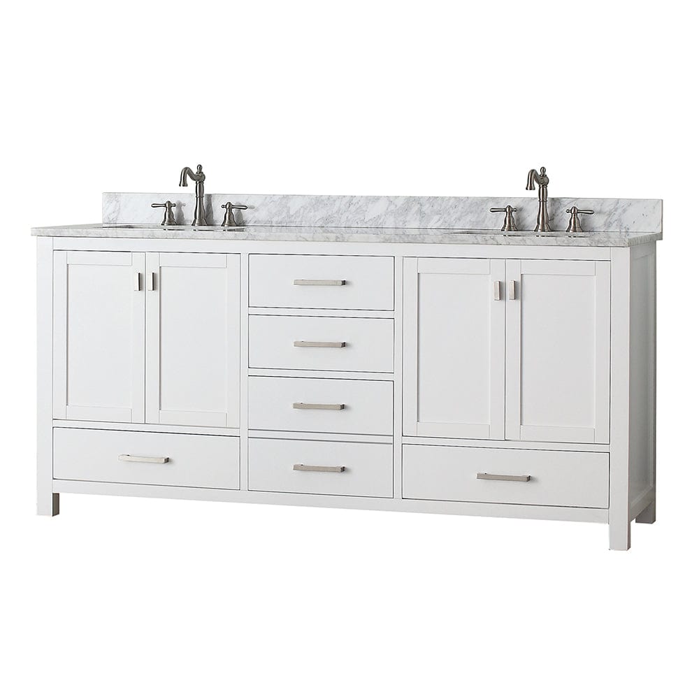 72" Noxon Double Vanity for Rectangular Undermount Sinks - White