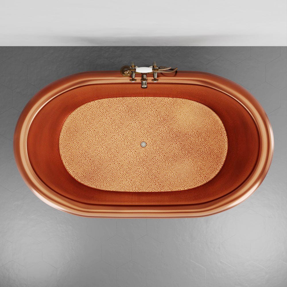 72" x 40" Extra Wide Arcadia Copper Double-Slipper Roll-Top Pedestal Tub