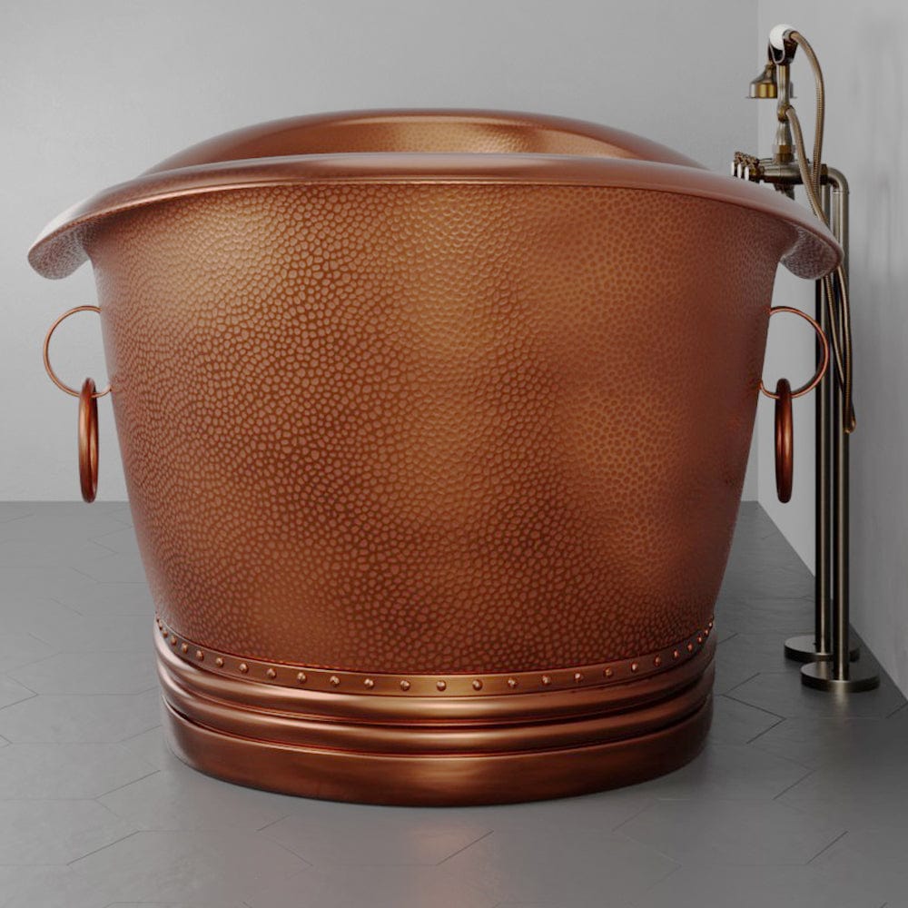 72" x 40" Extra Wide Arcadia Copper Double-Slipper Roll-Top Tub with Pedestal - Multiple Finishes