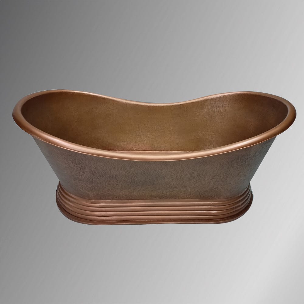 72" x 40" Hernandez Extra Wide Copper Hammered Double Slipper Roll-Top Tub with Pedestal - Multiple Finishes