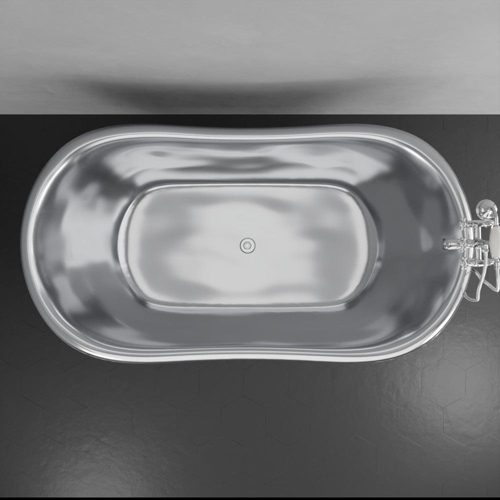 72" x 40" Klein Extra Wide Stainless Steel Clawfoot Double Slipper Bathtub Smooth - Matte Finish