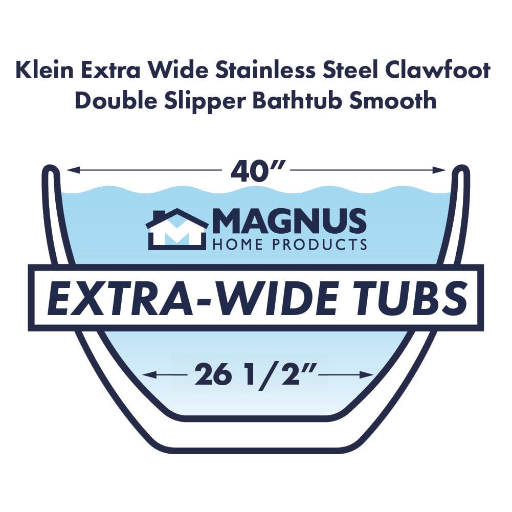 72" x 40" Klein Extra Wide Stainless Steel Clawfoot Double Slipper Bathtub Smooth - Matte Finish
