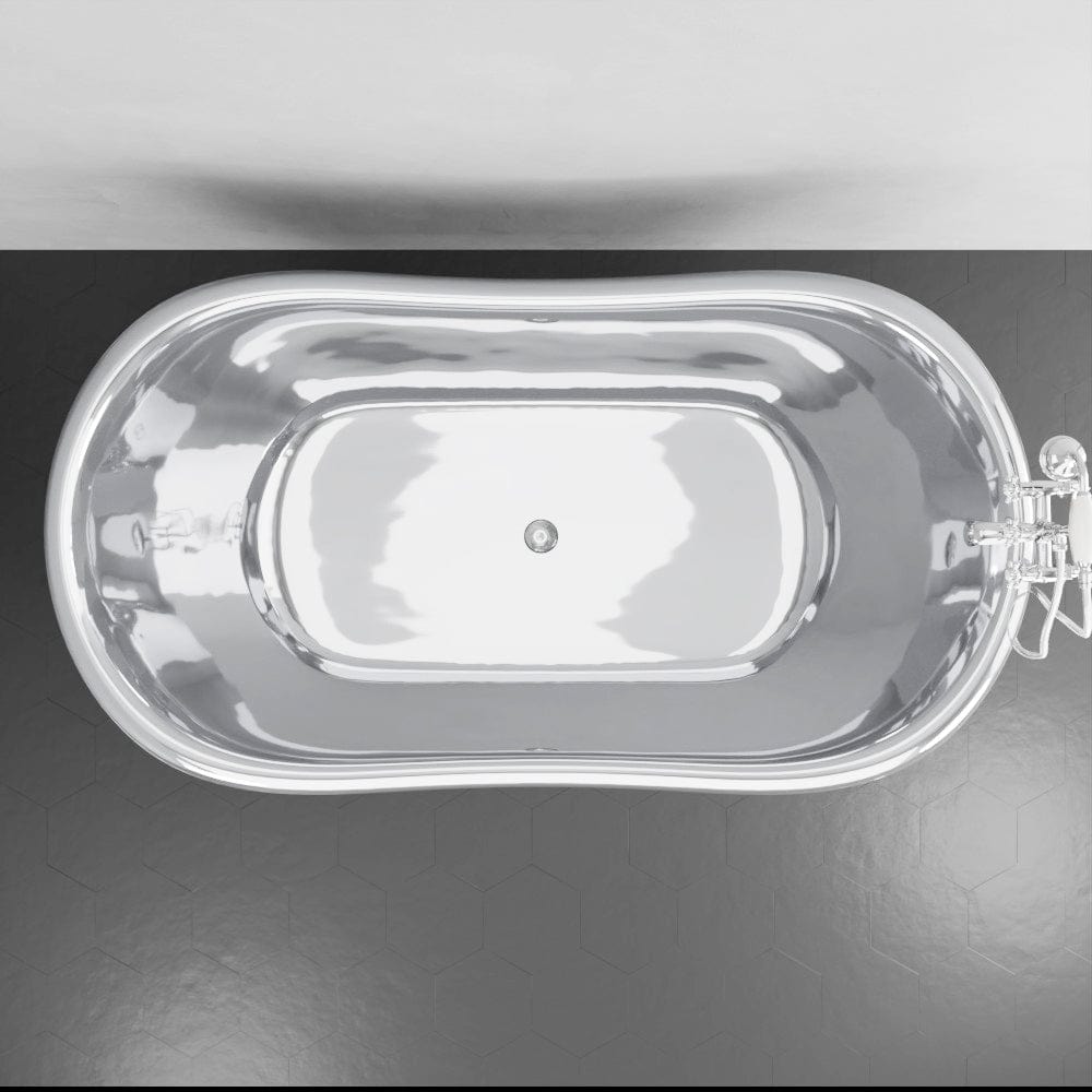 72" x 40" Sherman Extra Wide Stainless Steel Clawfoot Double Slipper Bathtub Smooth - Polished