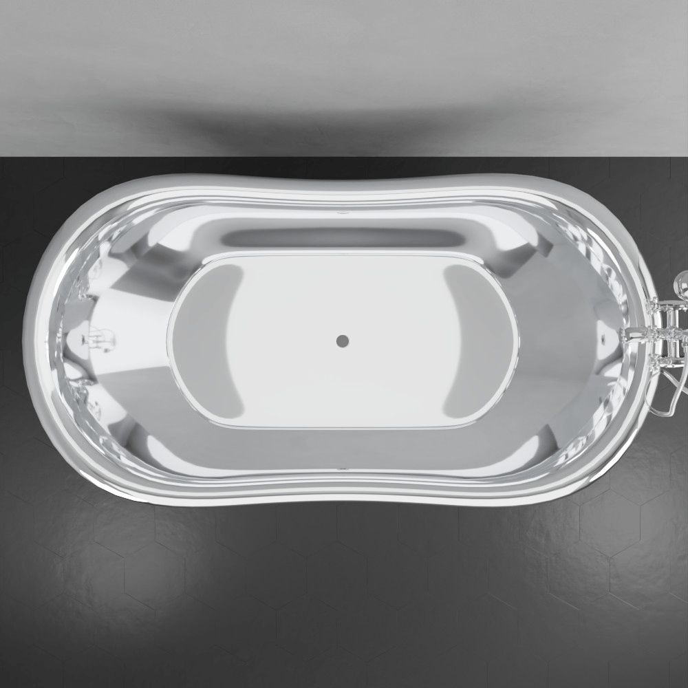 72" x 40" Vaughn Extra Wide Stainless Steel Double Slipper Boat Bathtub Smooth - Polished