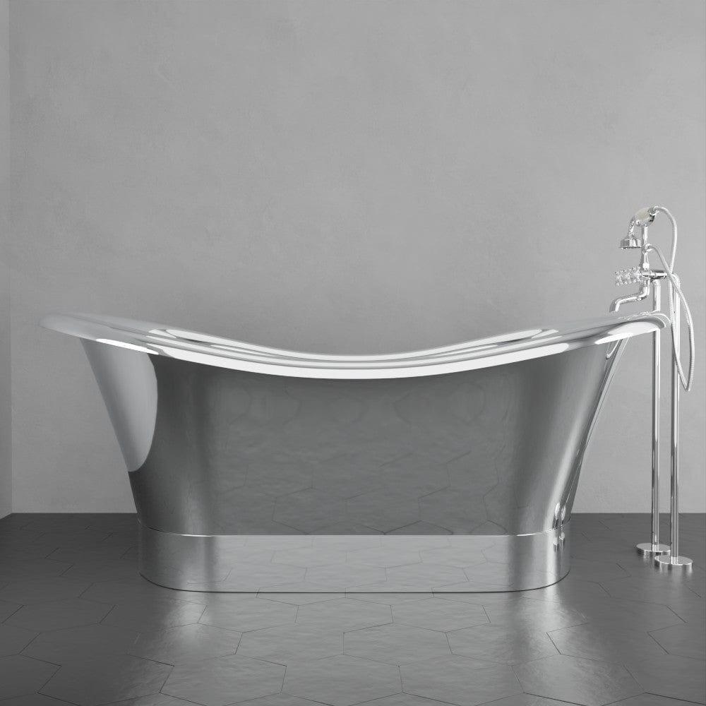 72" x 40" Vaughn Extra Wide Stainless Steel Double Slipper Boat Bathtub Smooth - Polished
