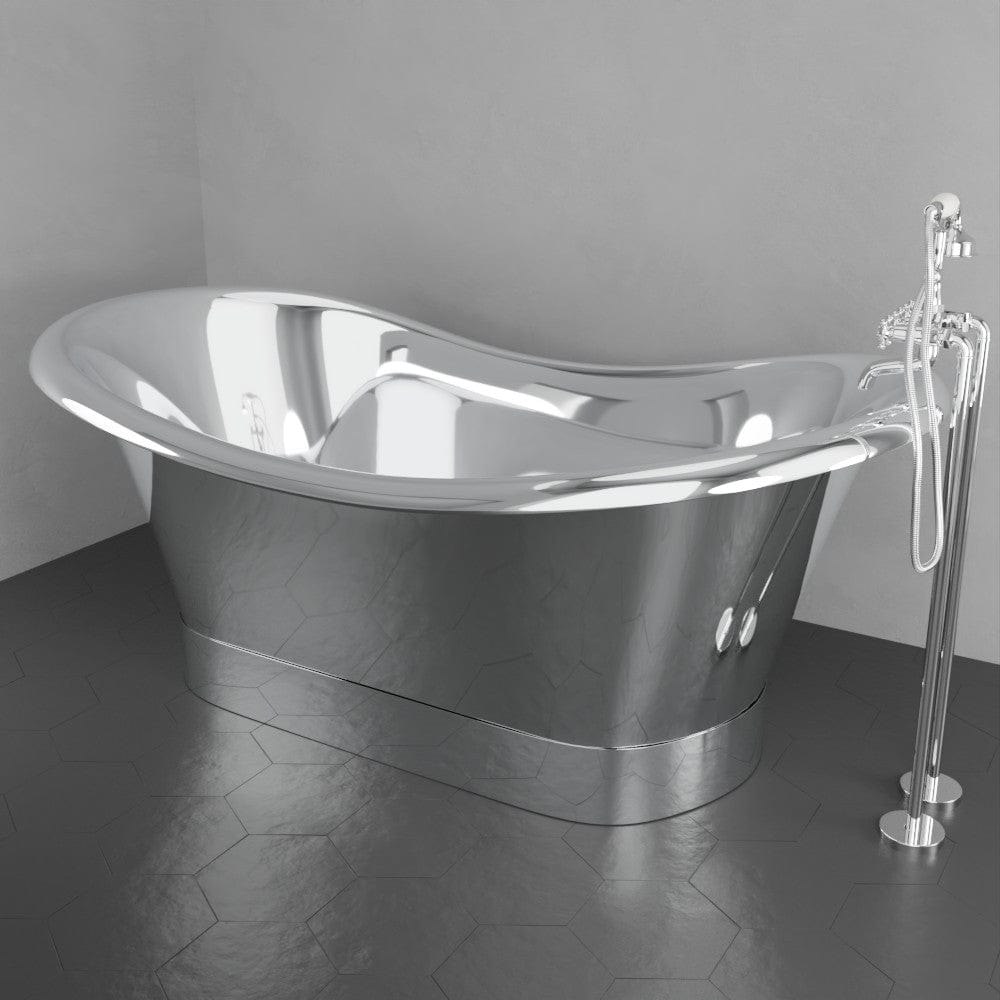 72" x 40" Vaughn Extra Wide Stainless Steel Double Slipper Boat Bathtub Smooth - Polished