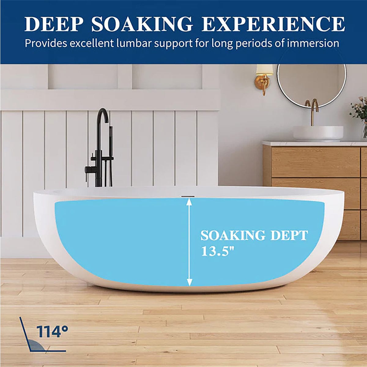 73" Link Solid Surface Stone Resin Freestanding Bathtub