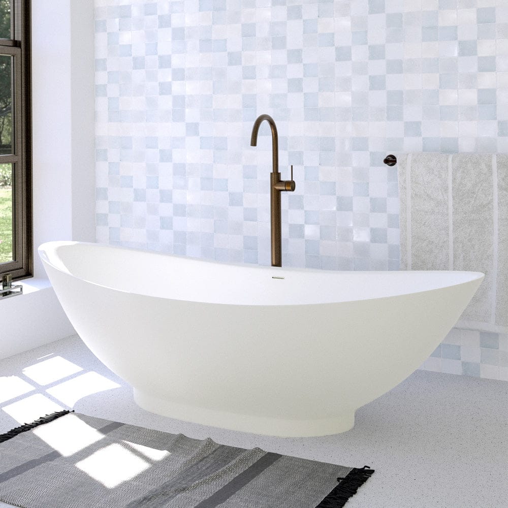 74" Bombay Solid Surface Stone Resin Freestanding Double-Slipper Bathtub