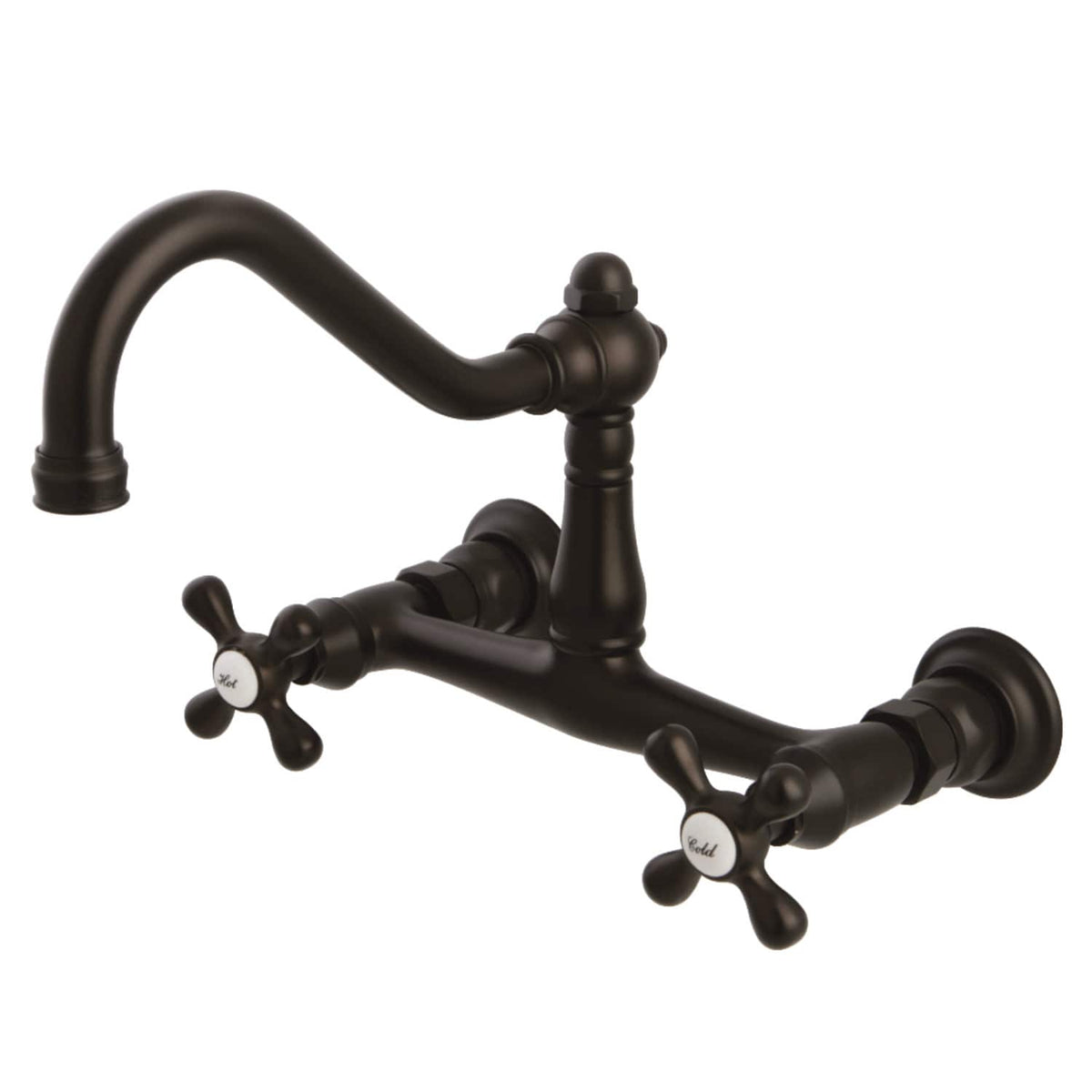 Albany Adjustable Wall-Mount Bathroom Faucet - Cross Handles